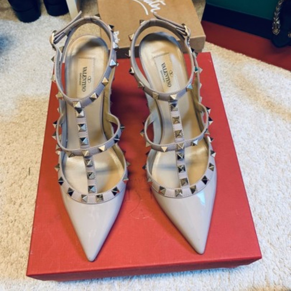 Valentino Patent Rockstud Caged Pumps 100MM